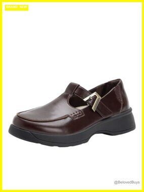 Leather T-Strap Loafers Slip Resistant Work Shoes Business Casual